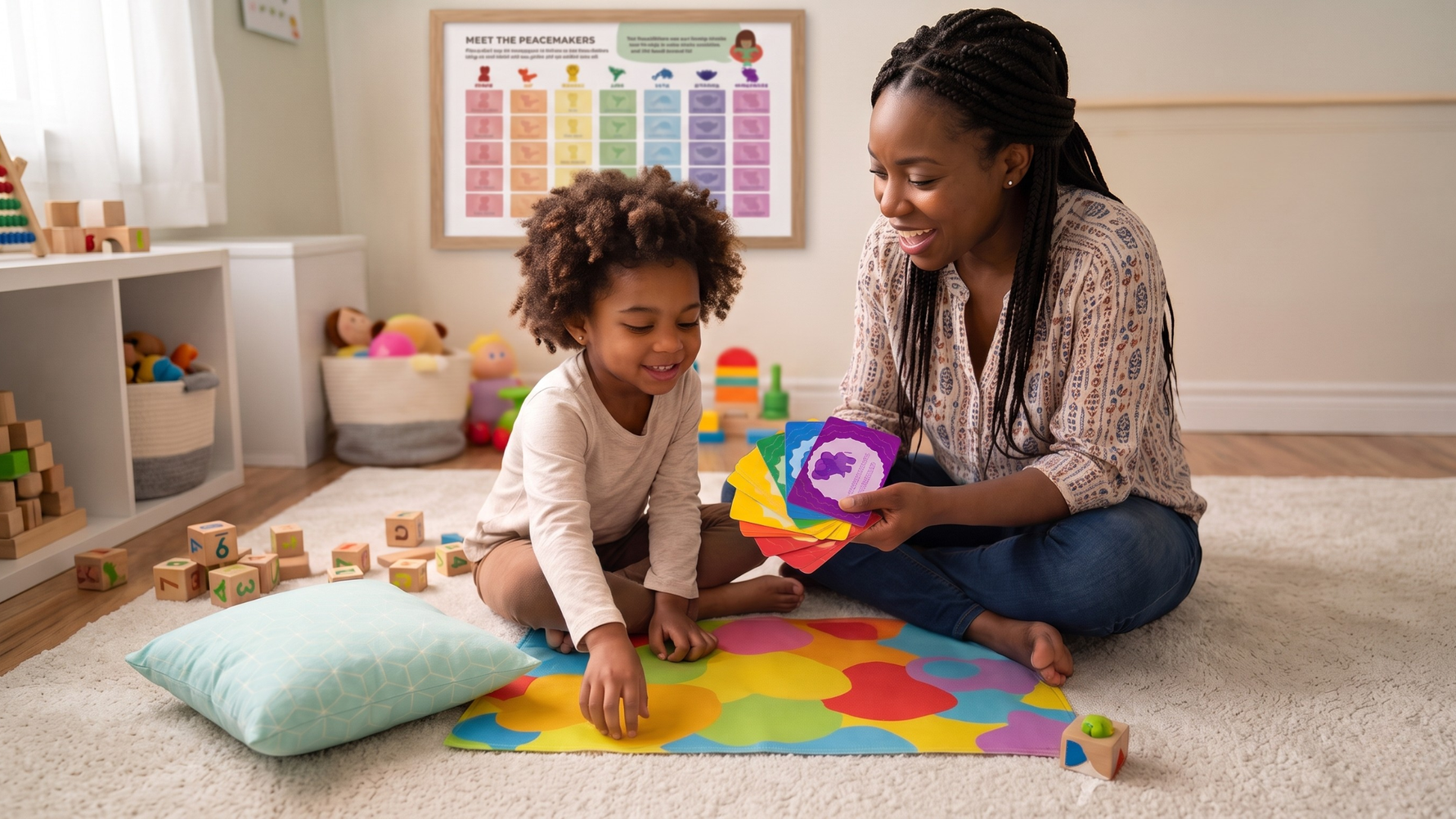A child and parent playing together, building growth mindset through emotional learning activities