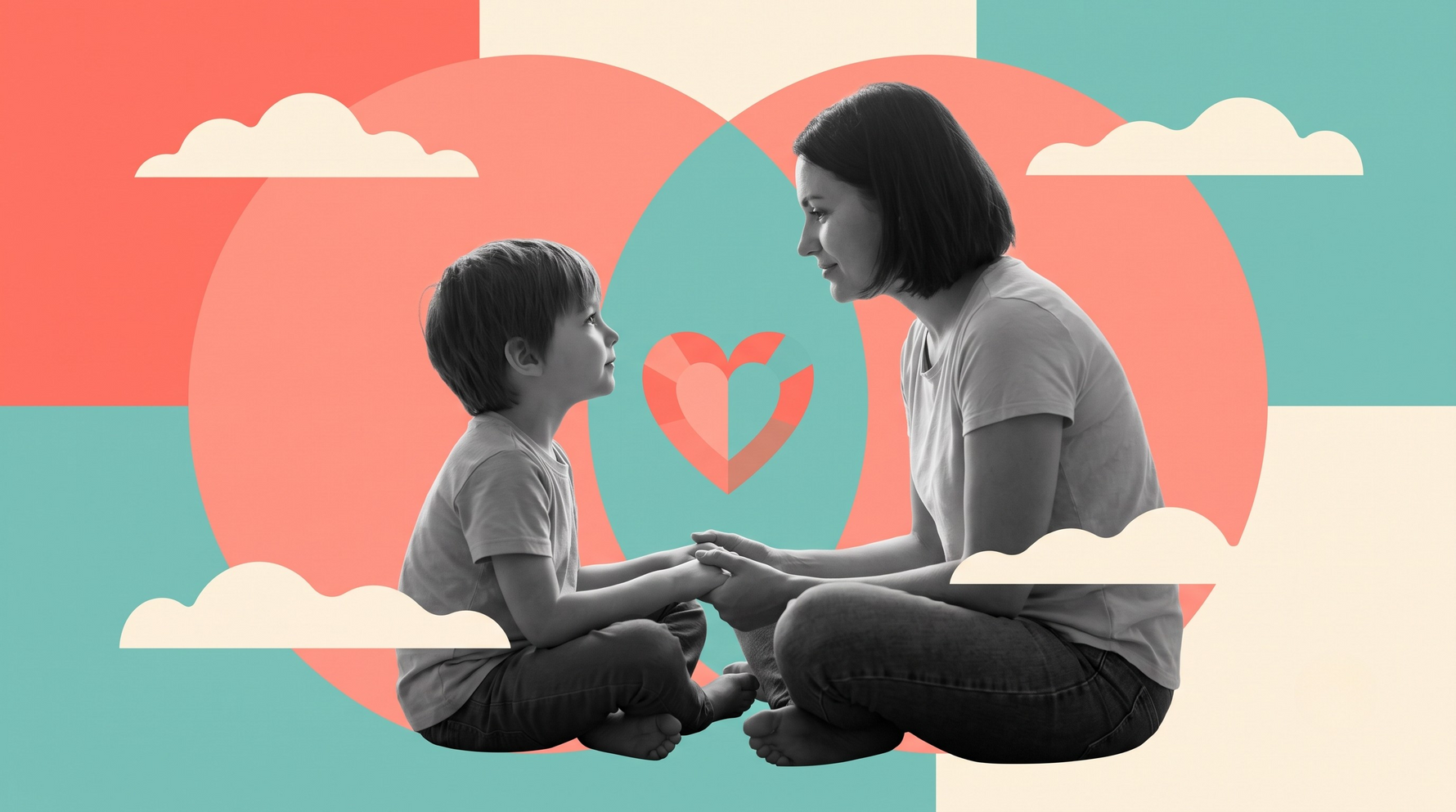 heart to heart facing with mother