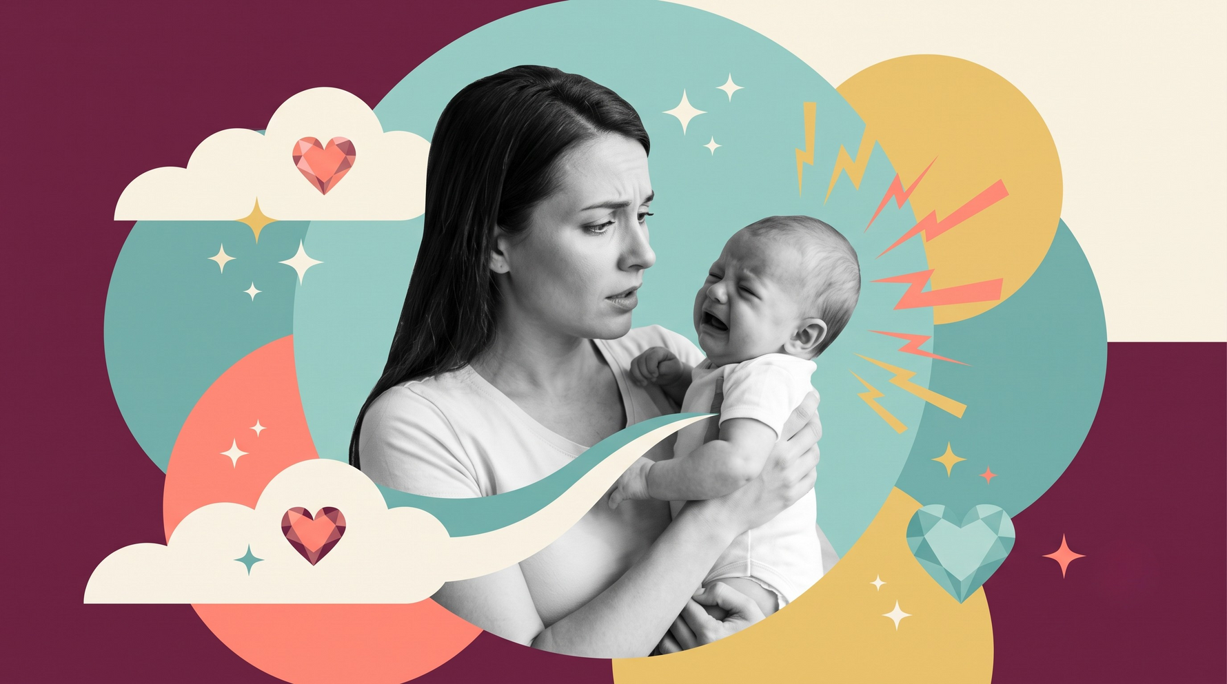 Maternal instinct comforts a crying baby.