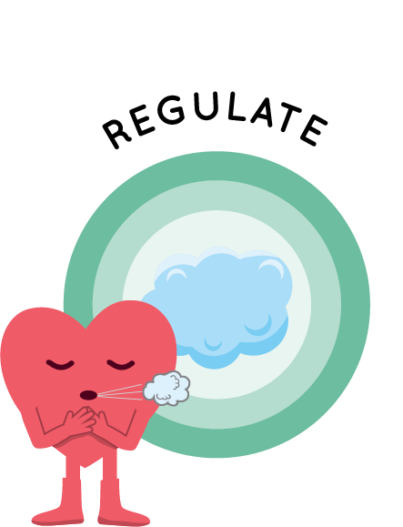 Heart character breathing calmly