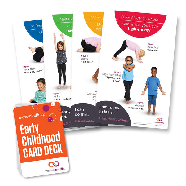 MoveMindfully Early Childhood Card Deck with kids doing yoga poses